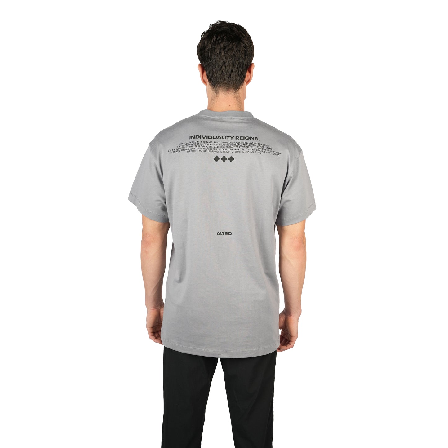 GRAY SIGNATURE MOTIF T-SHIRT