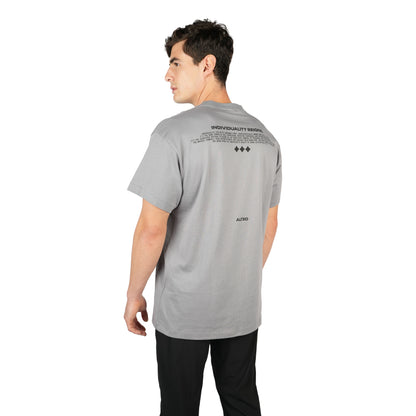 GRAY SIGNATURE MOTIF T-SHIRT