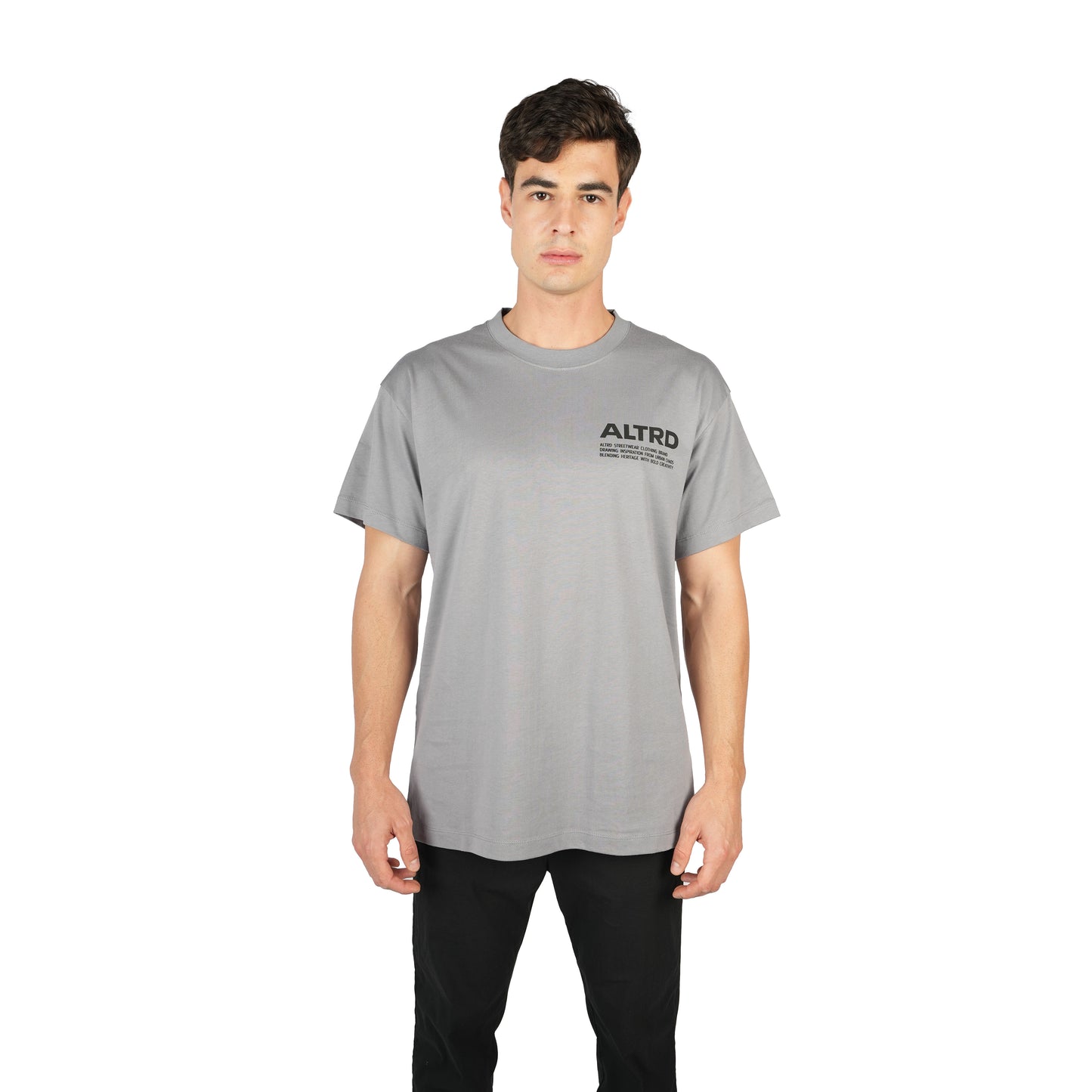 GRAY SIGNATURE MOTIF T-SHIRT